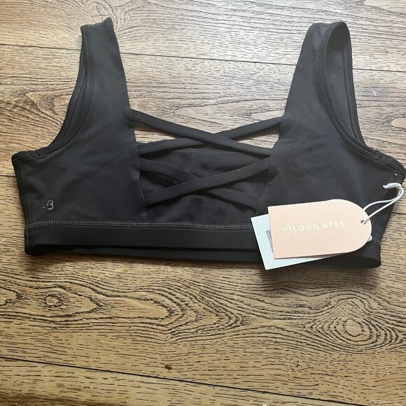 Logilates Crisscross Bra Black Size Medium Stretch, Thick Non-lined pullover - Picture 3 of 6